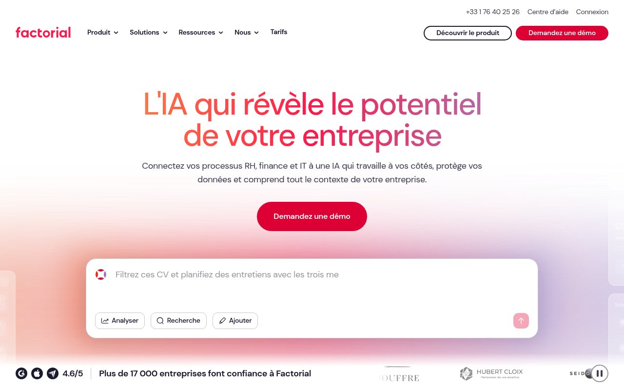 Apercu du site Factorial